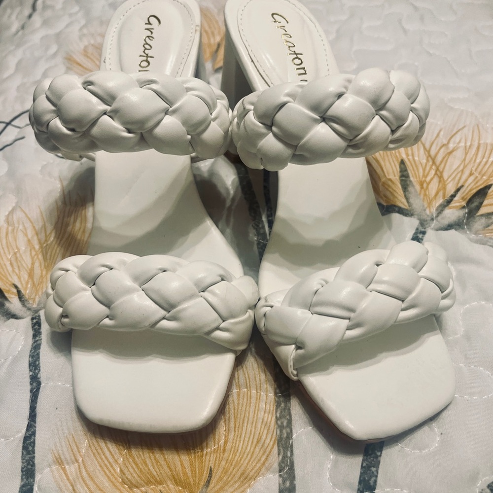 Gianvito Rossi White Braided Heels
